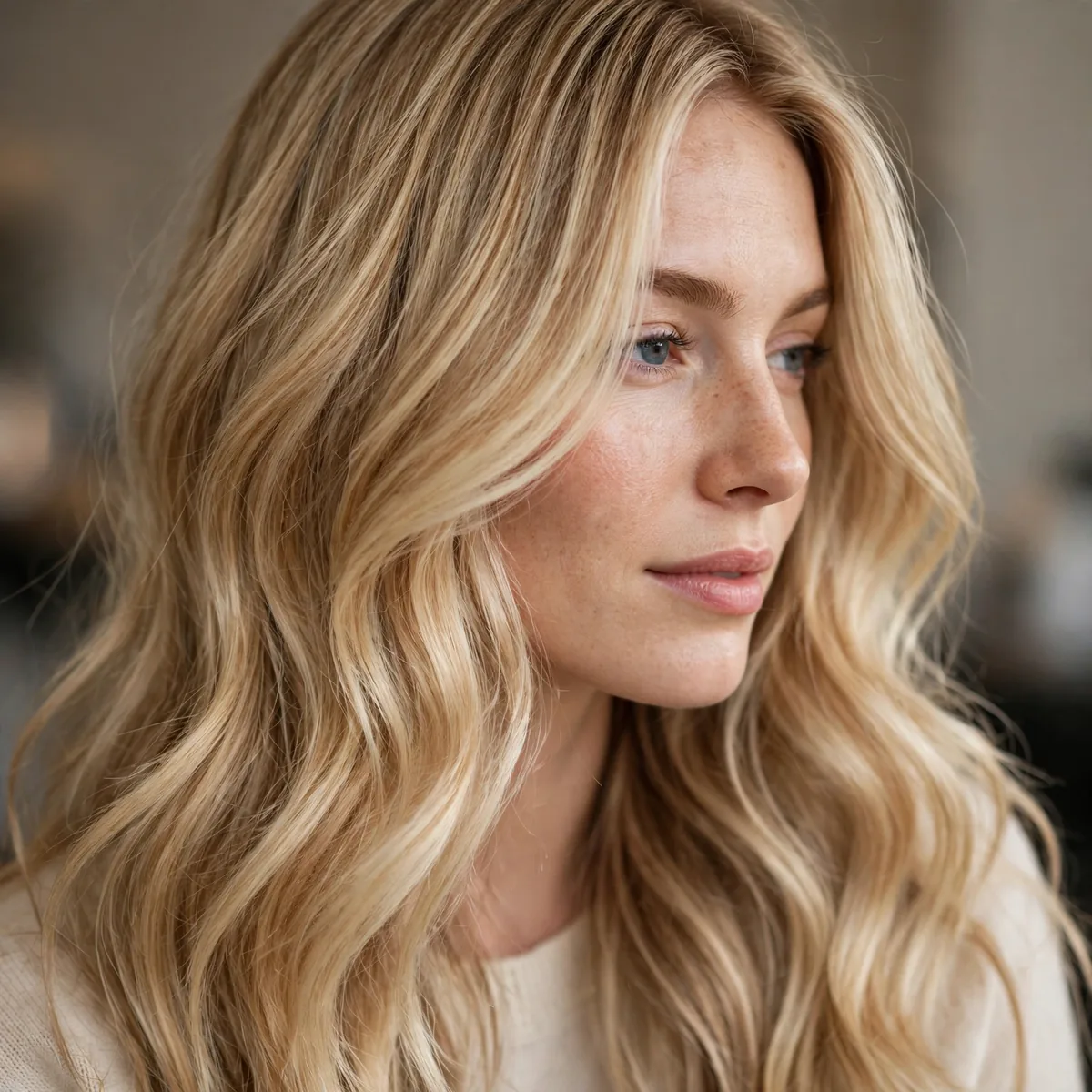 Warm buttery blonde foilayage