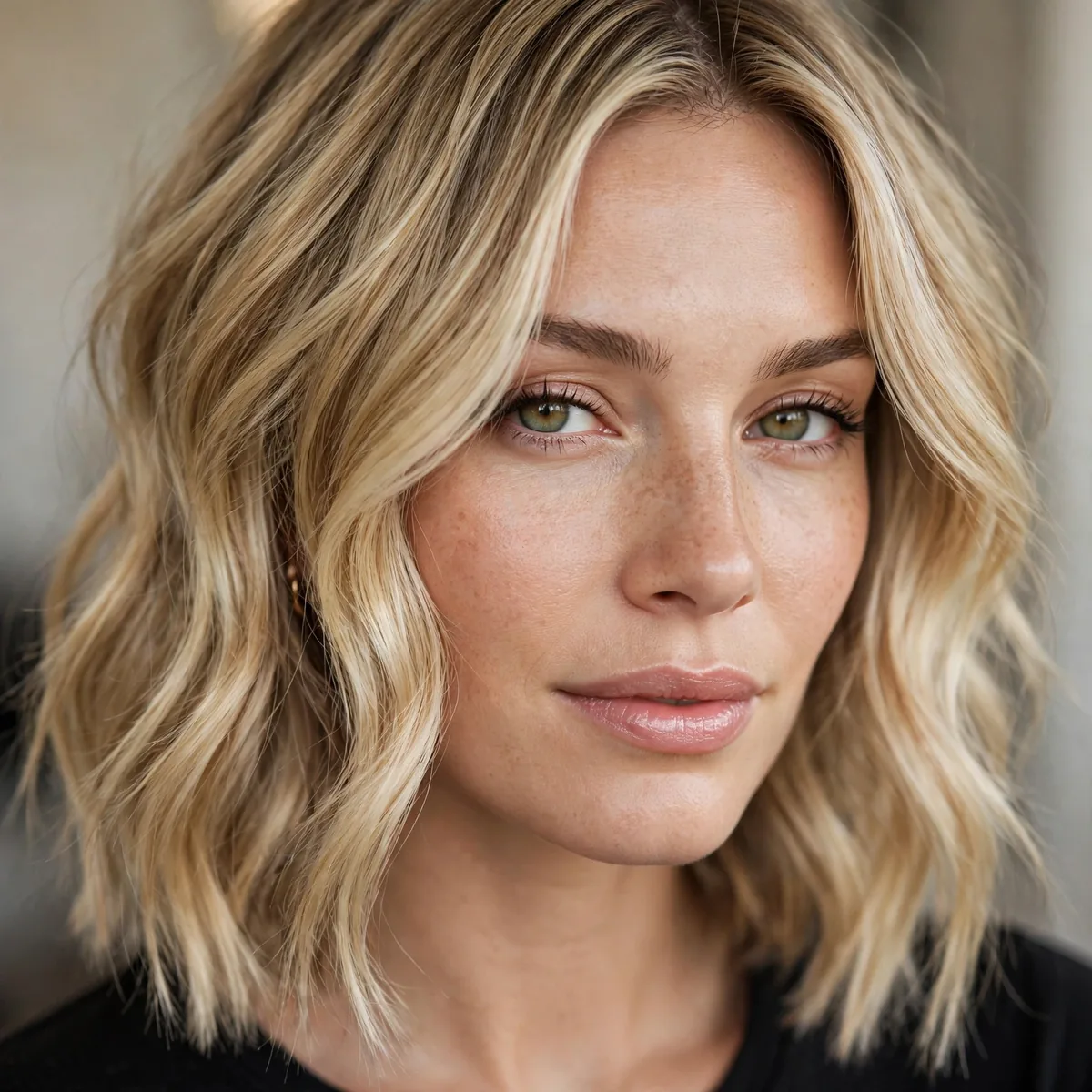 Foilayage blonde on a lob