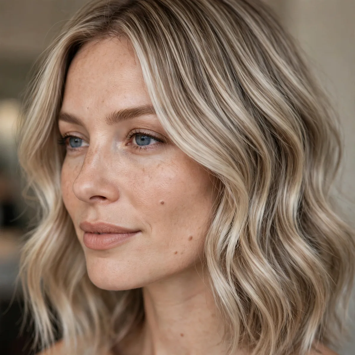 Cool beige blonde foilayage