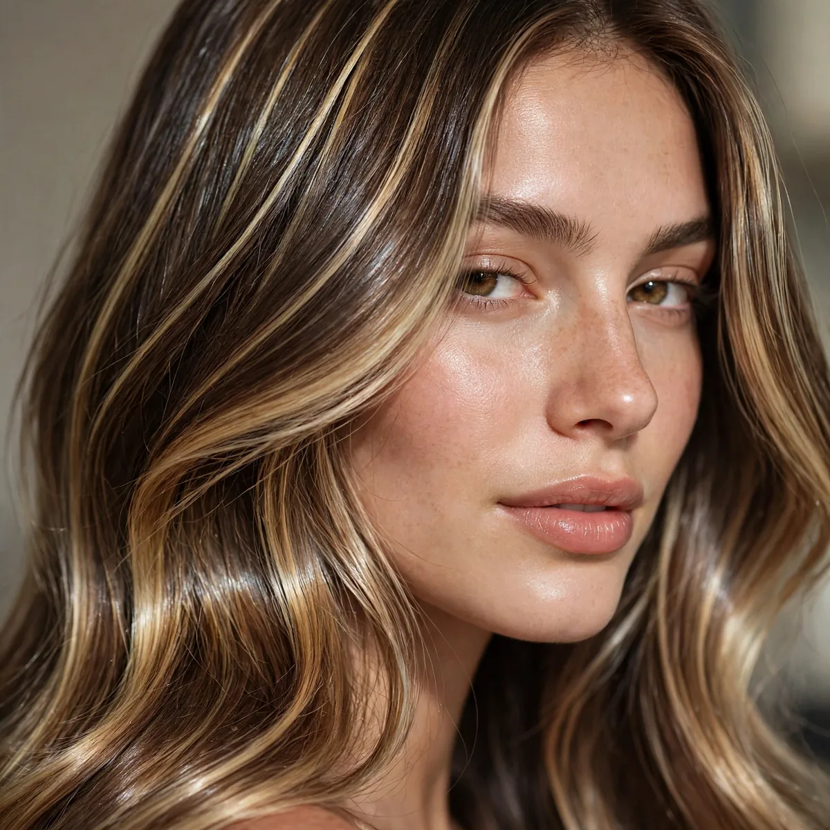 Foilayage with glossy toner finish
