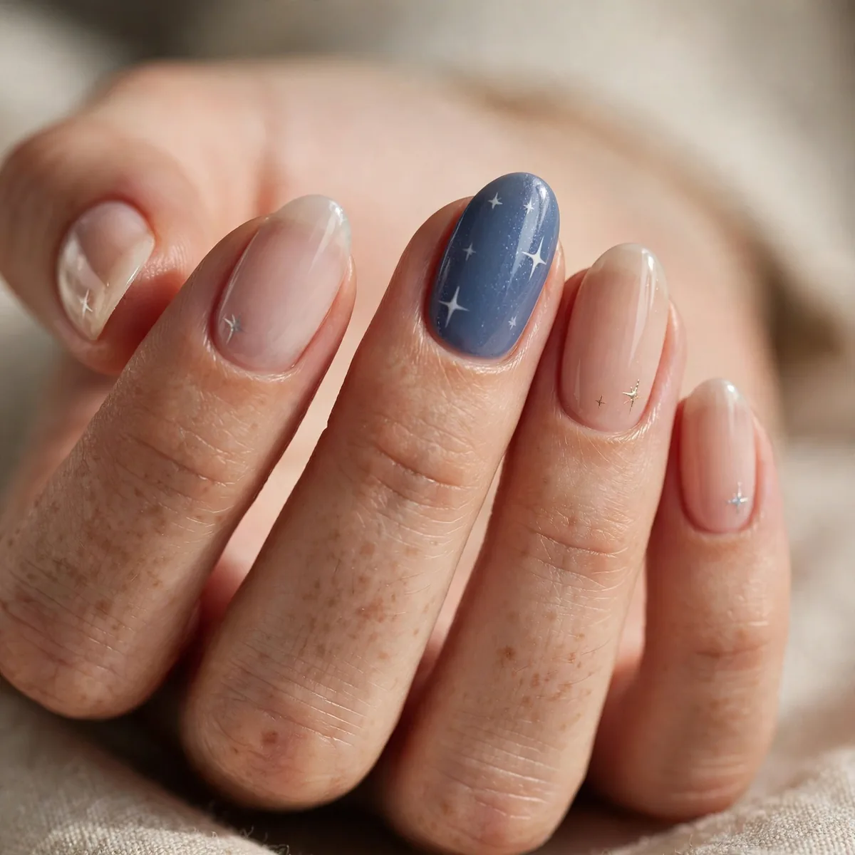 Subtle star accent fourth of july nails