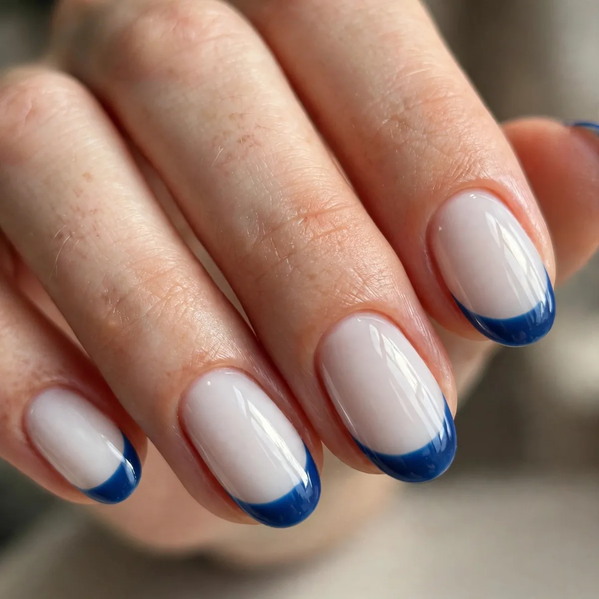 Blue tipped white fourth of july nails