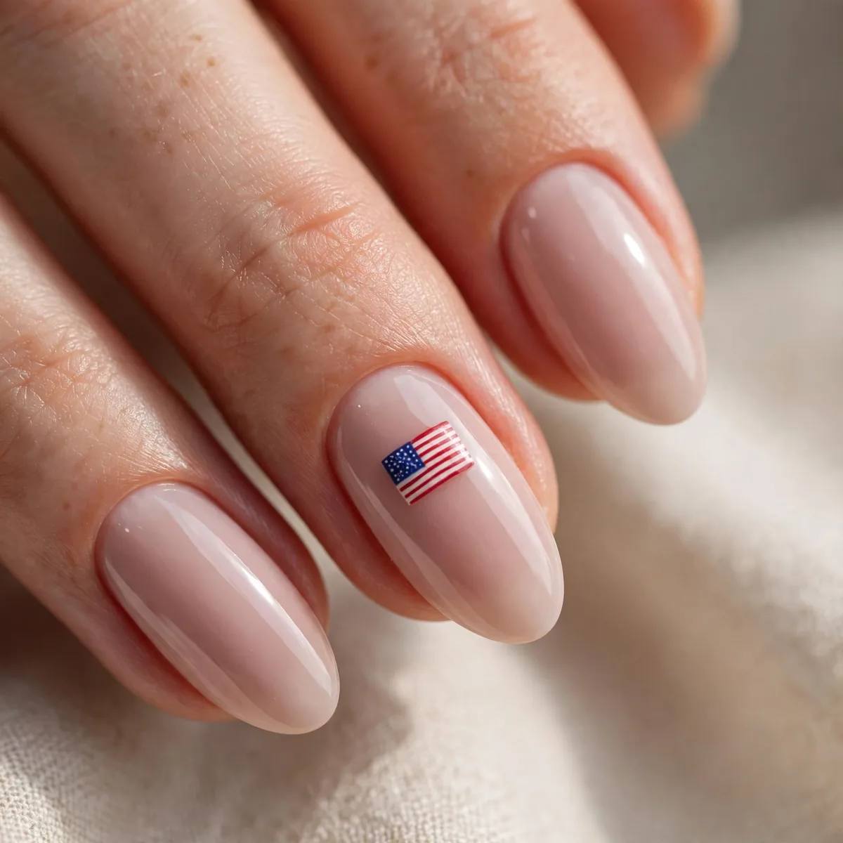 Miniature flag accent fourth of july nails