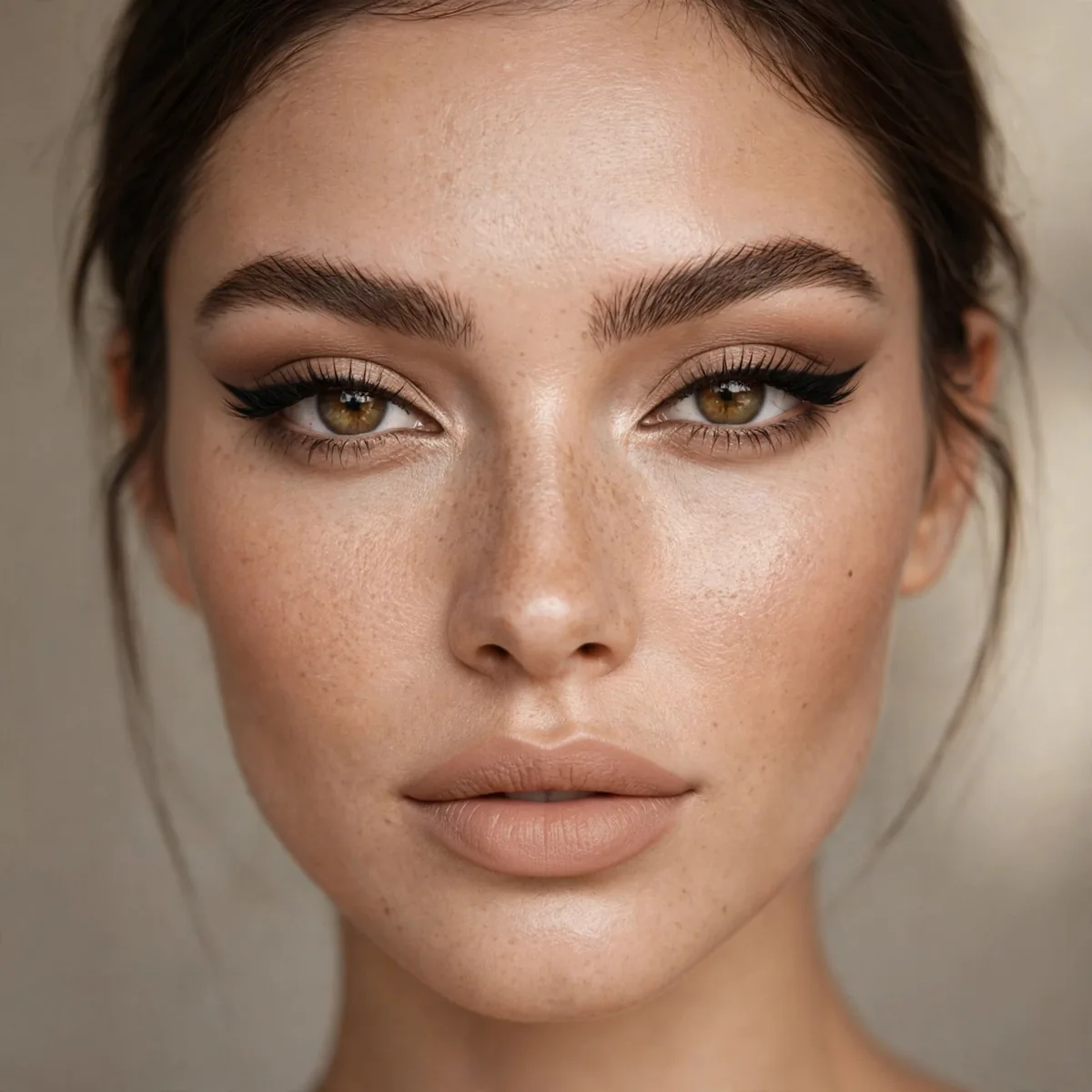 Nude lips balancing fox eyes