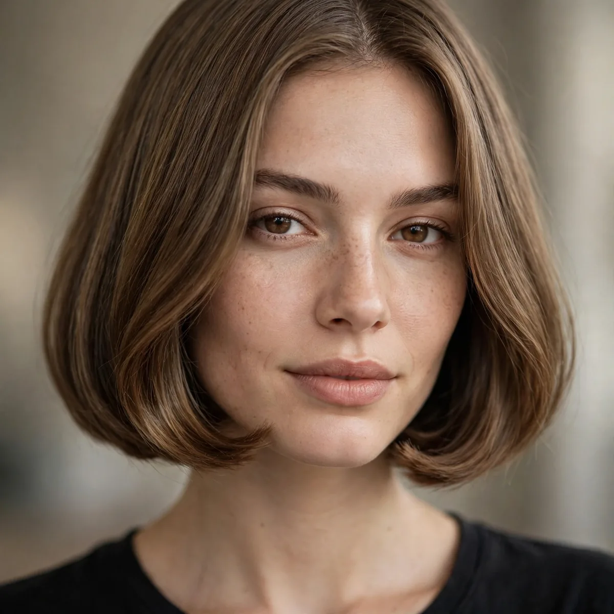Blunt French bob with softly rounded under ends