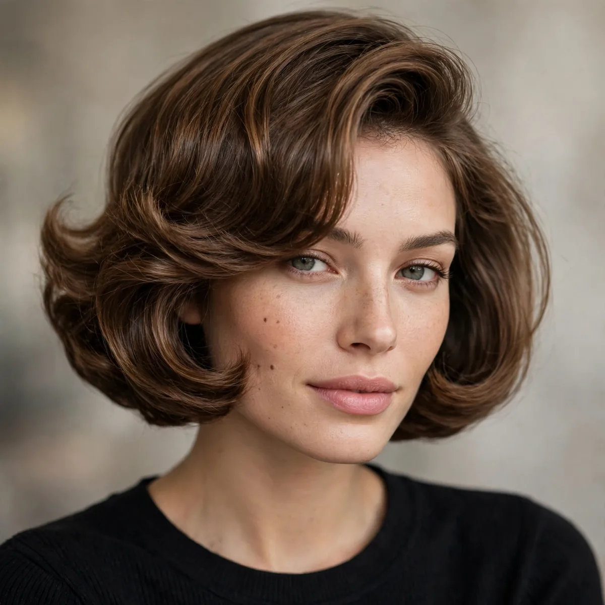 French bob styled with a bouncy salon blowout