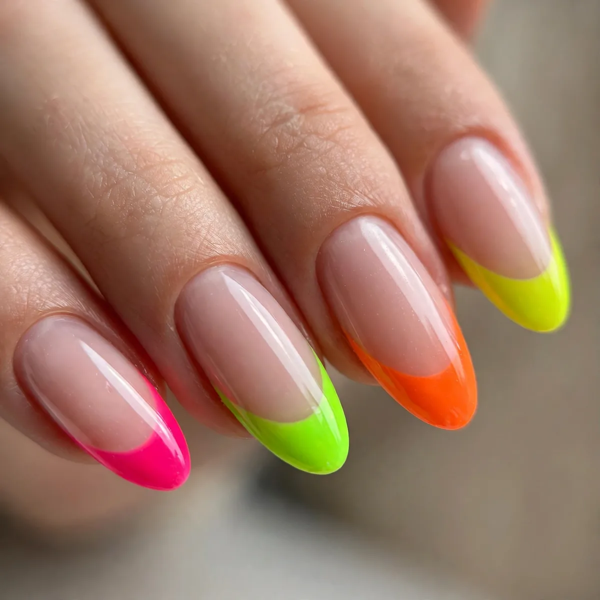 Neon french tip bold nails