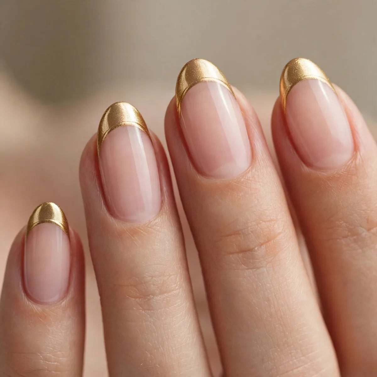 Gold metallic french tips