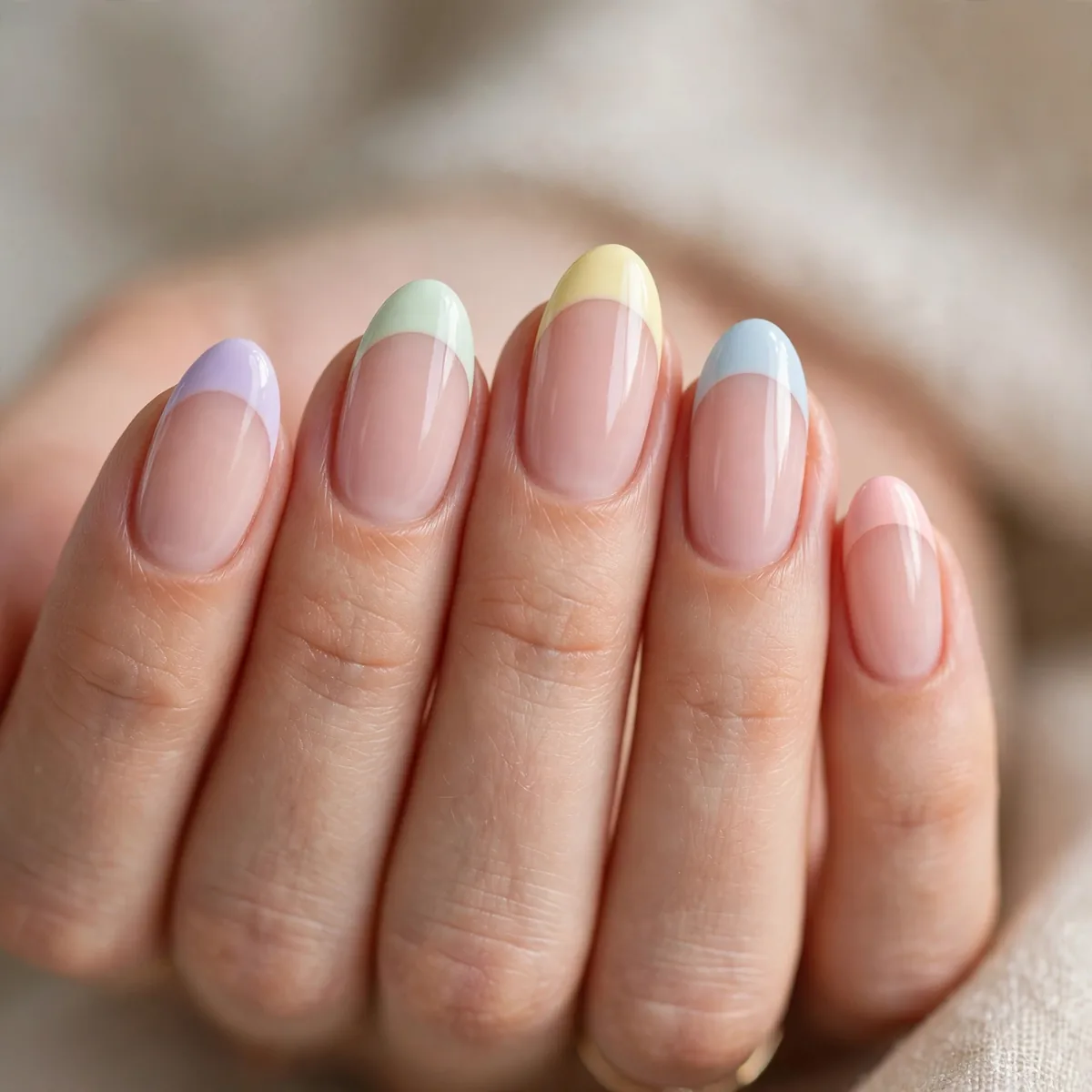 Pastel french tip spring nails