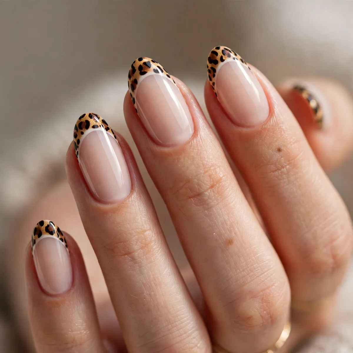 Animal print french tip nails