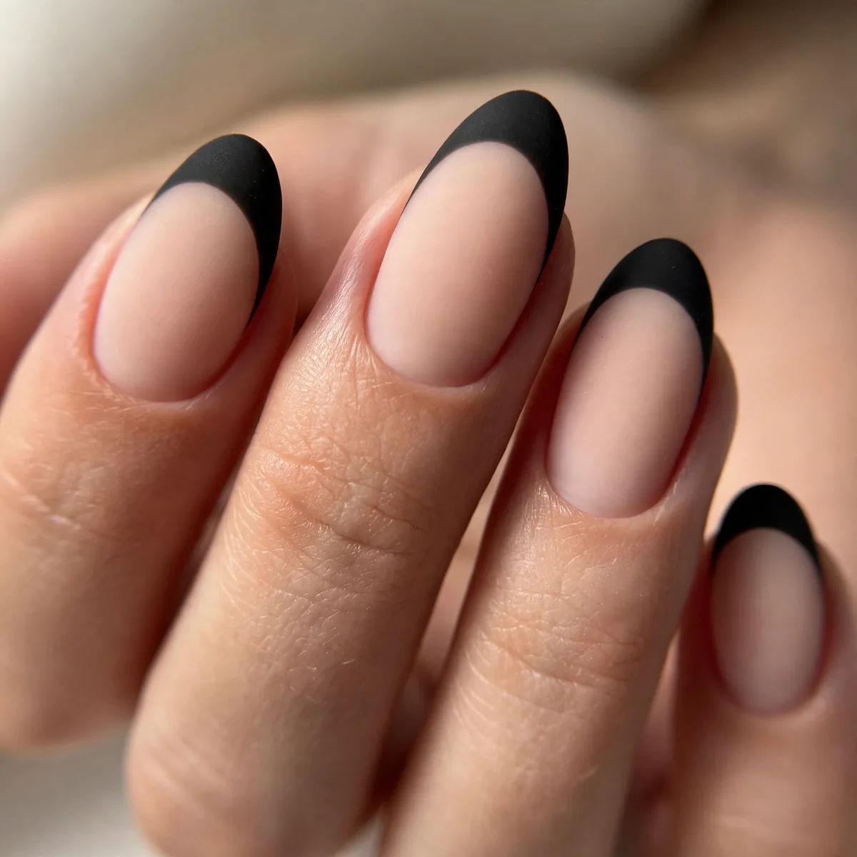 Matte french tip contrast nails