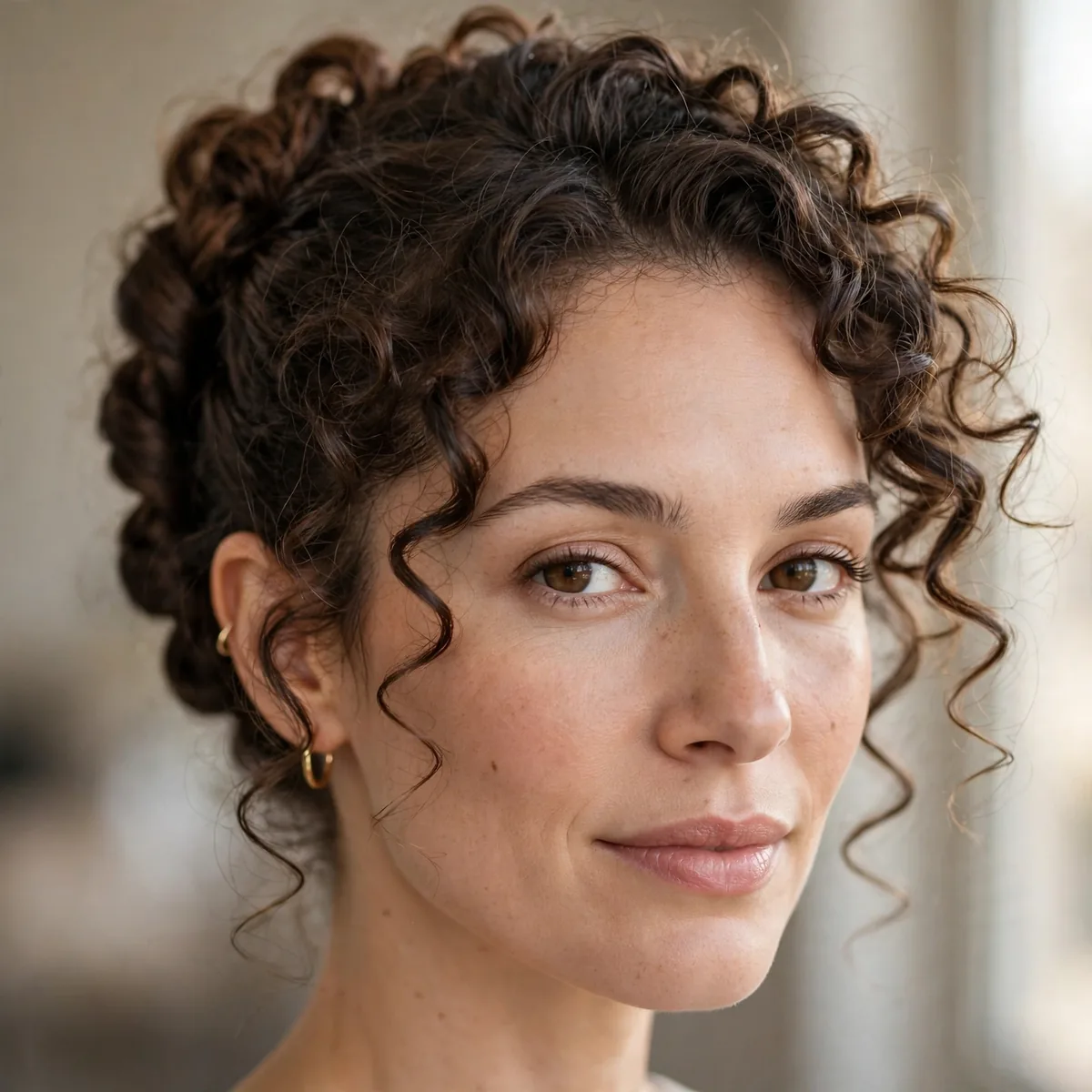 French twist styled on natural curly hair