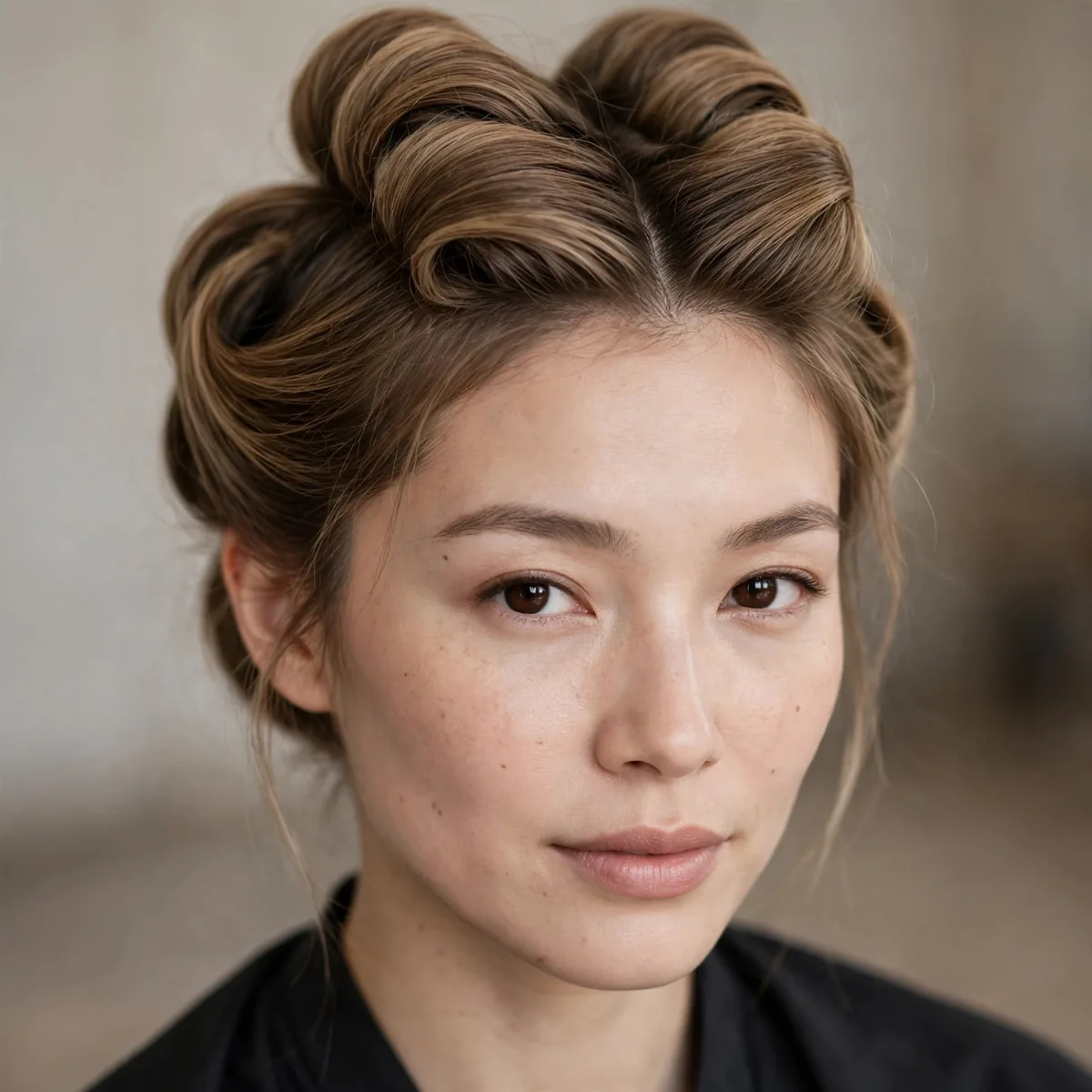 Double French twist with two parallel rolls