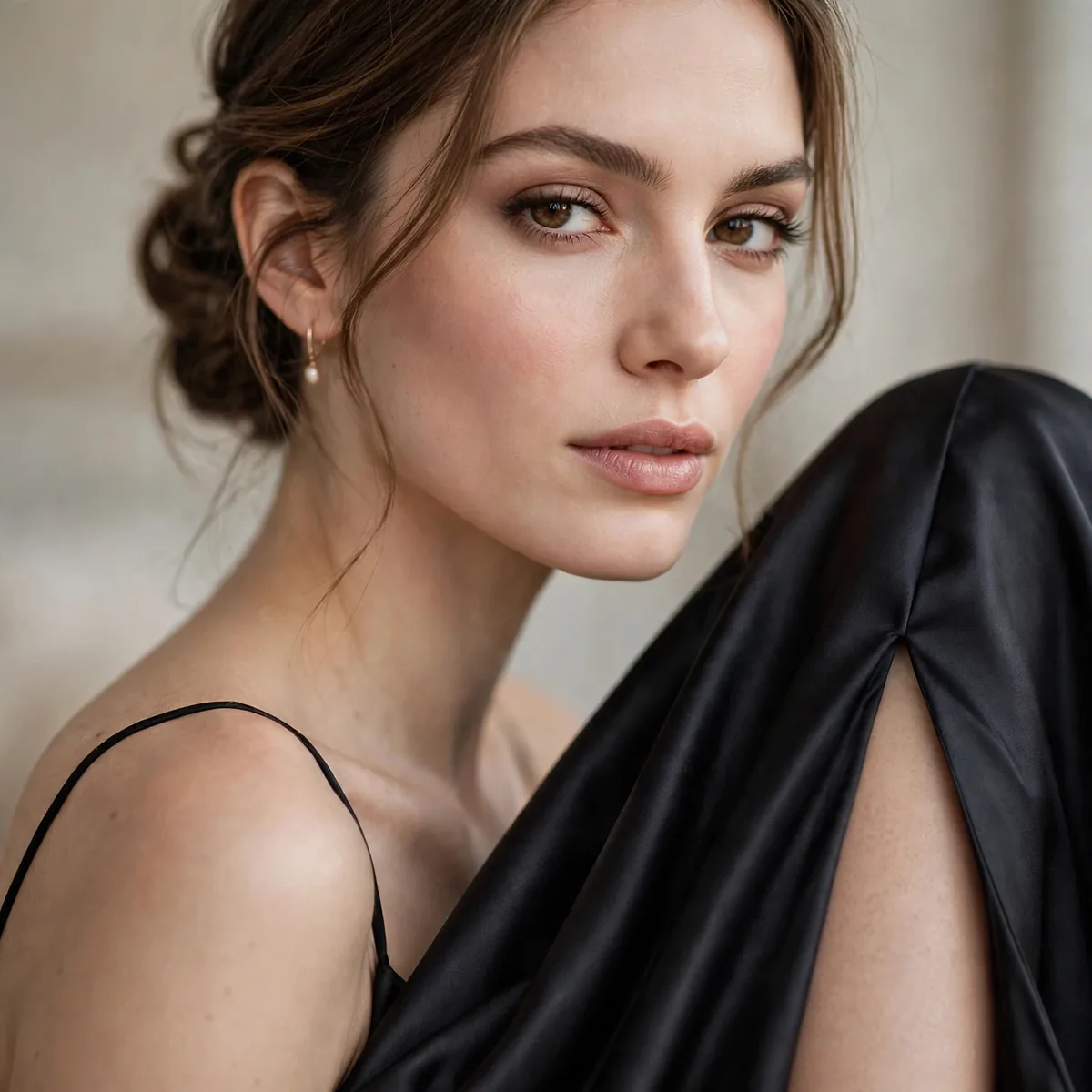 Gala gown with high slit