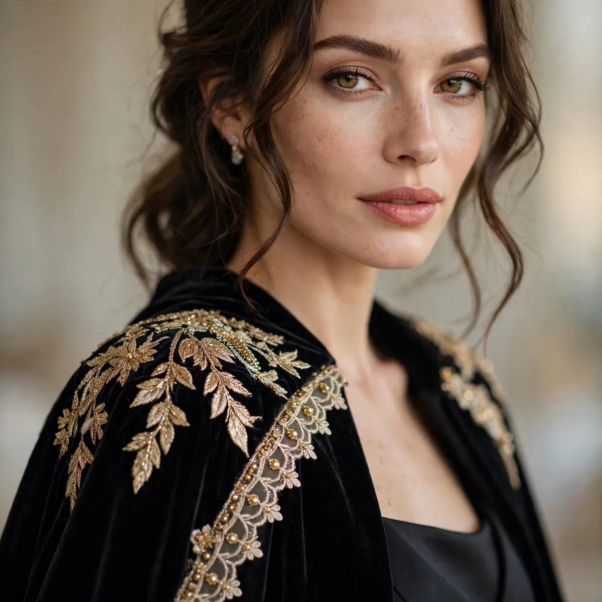 Cape detail gala gown