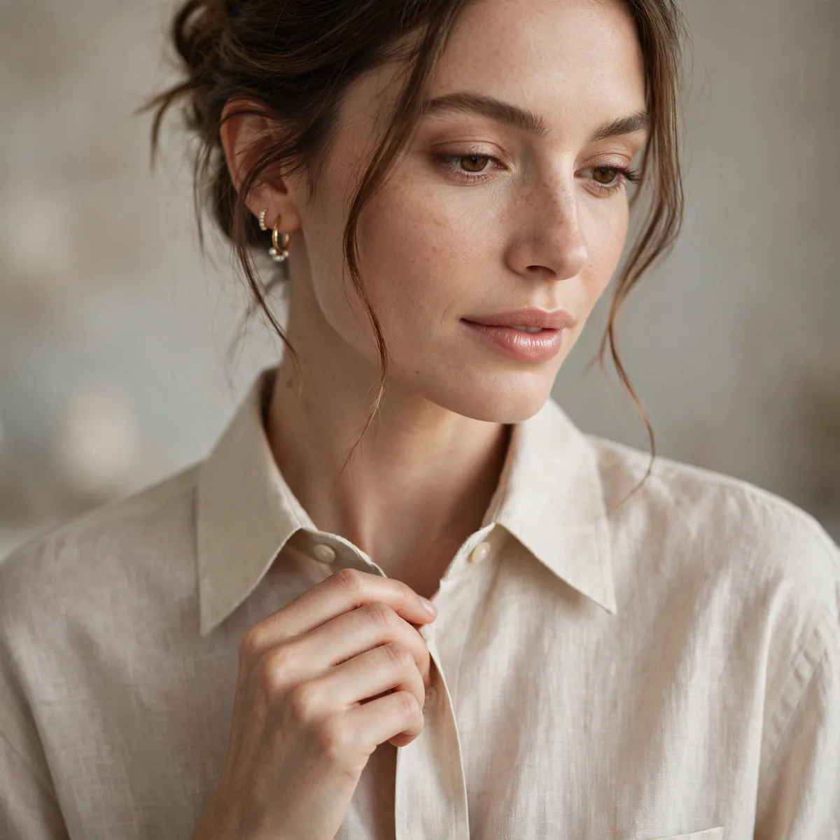 Oversized button down shirt getting ready