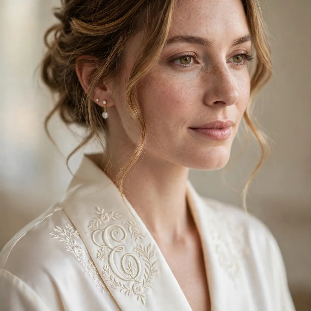 Monogrammed bridal robe