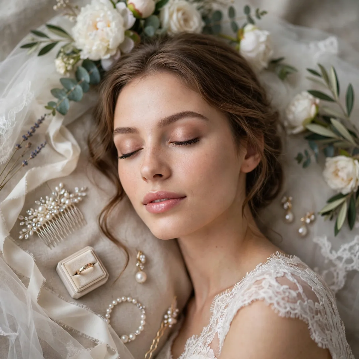 Bridal details flat lay