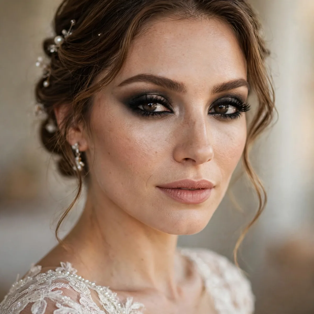 Dramatic smokey eye bridal makeup