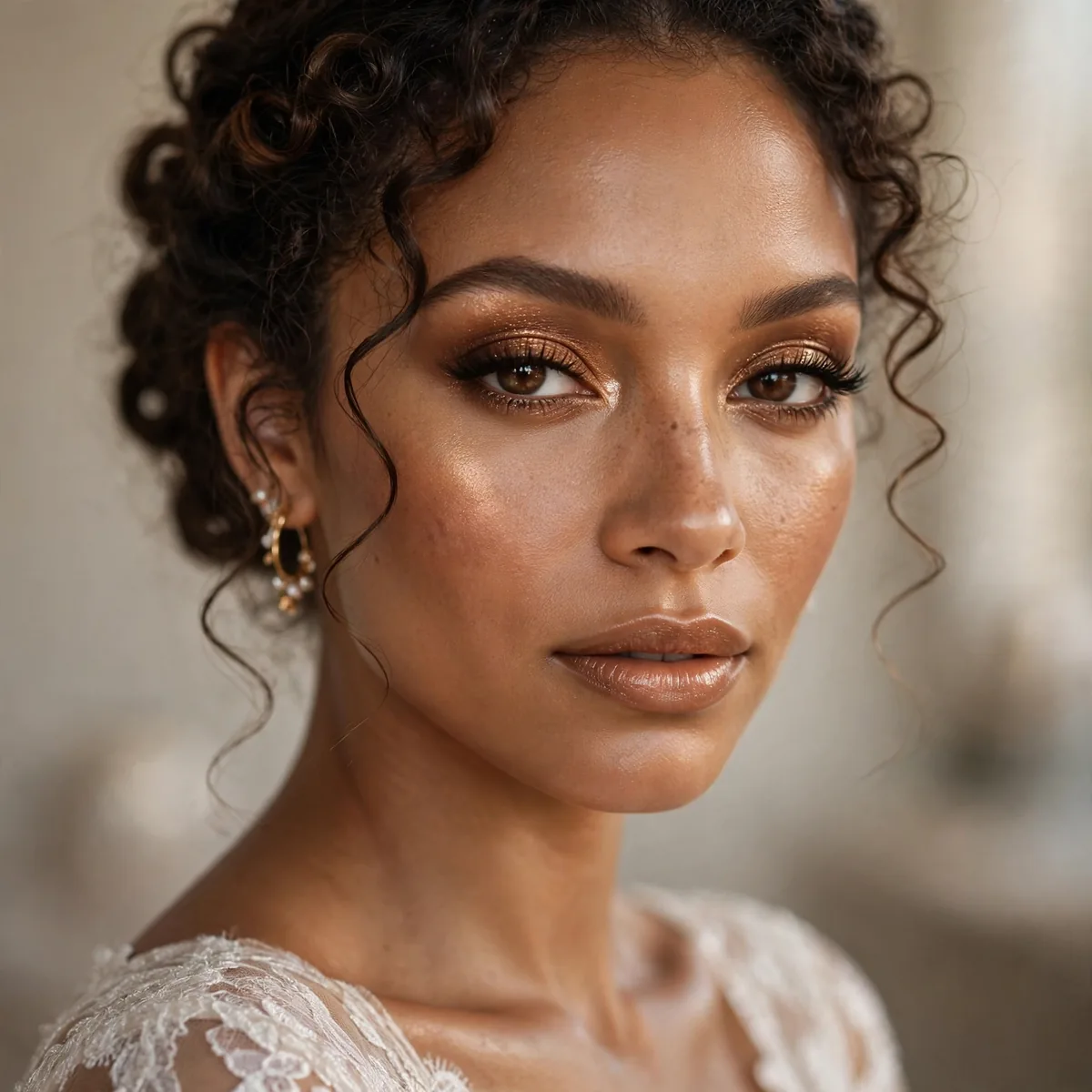Bronze glam bridal makeup