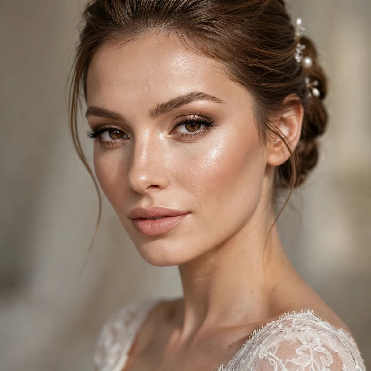 Contoured highlighted bridal makeup