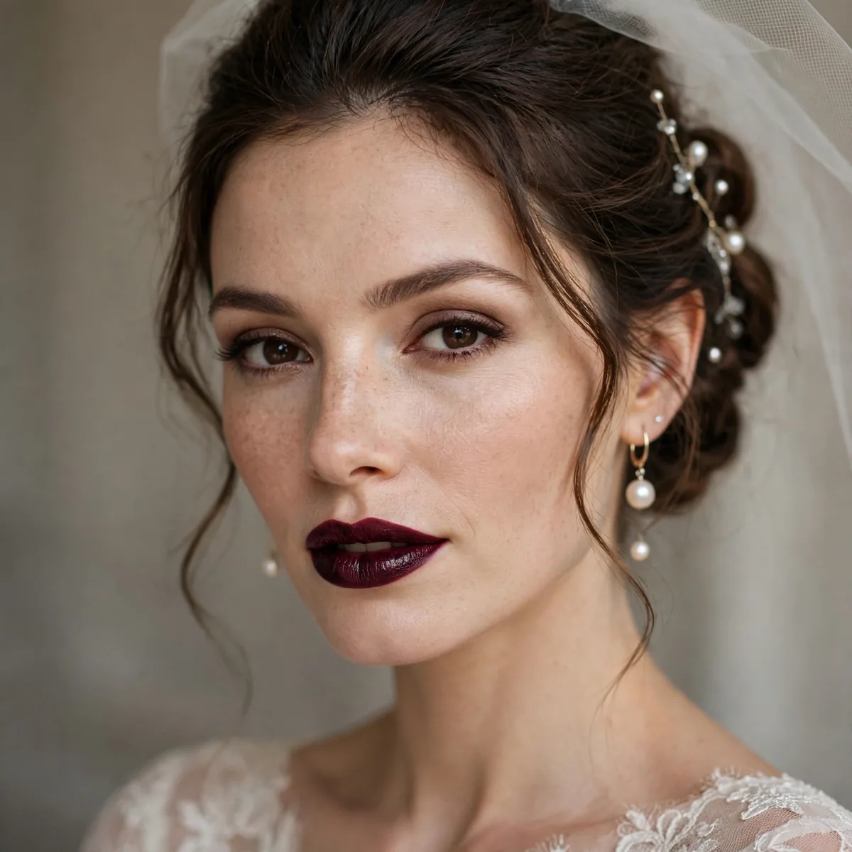 Dark berry lip bridal glam