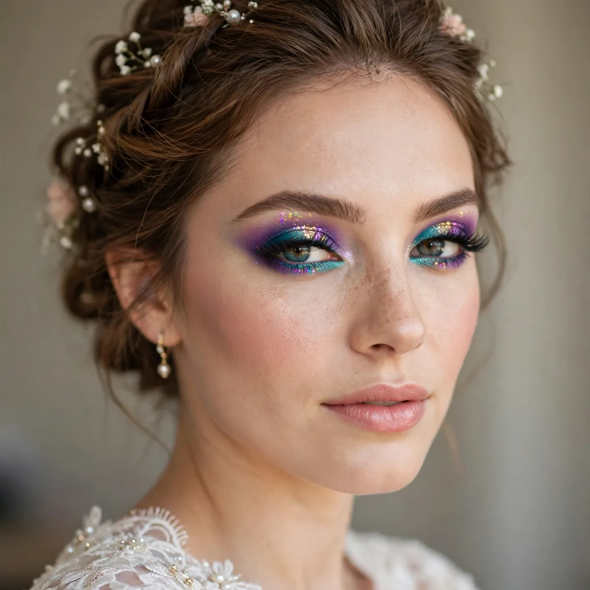 Colorful eyeshadow glam bridal