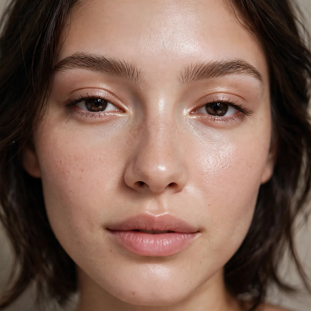 Feathered brows with glass skin
