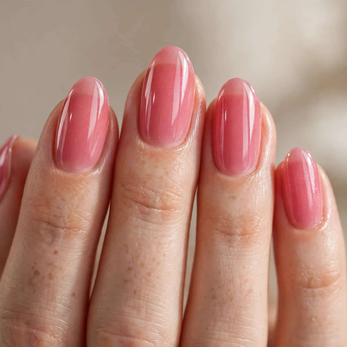 Pink strawberry glazed nails