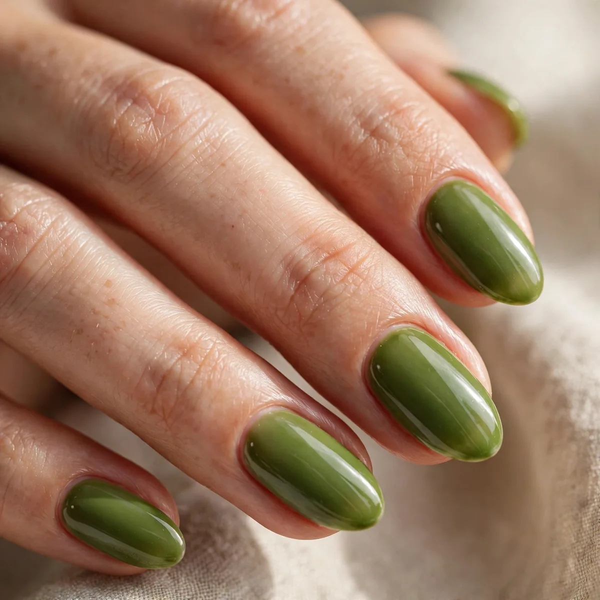 Green matcha glazed nails