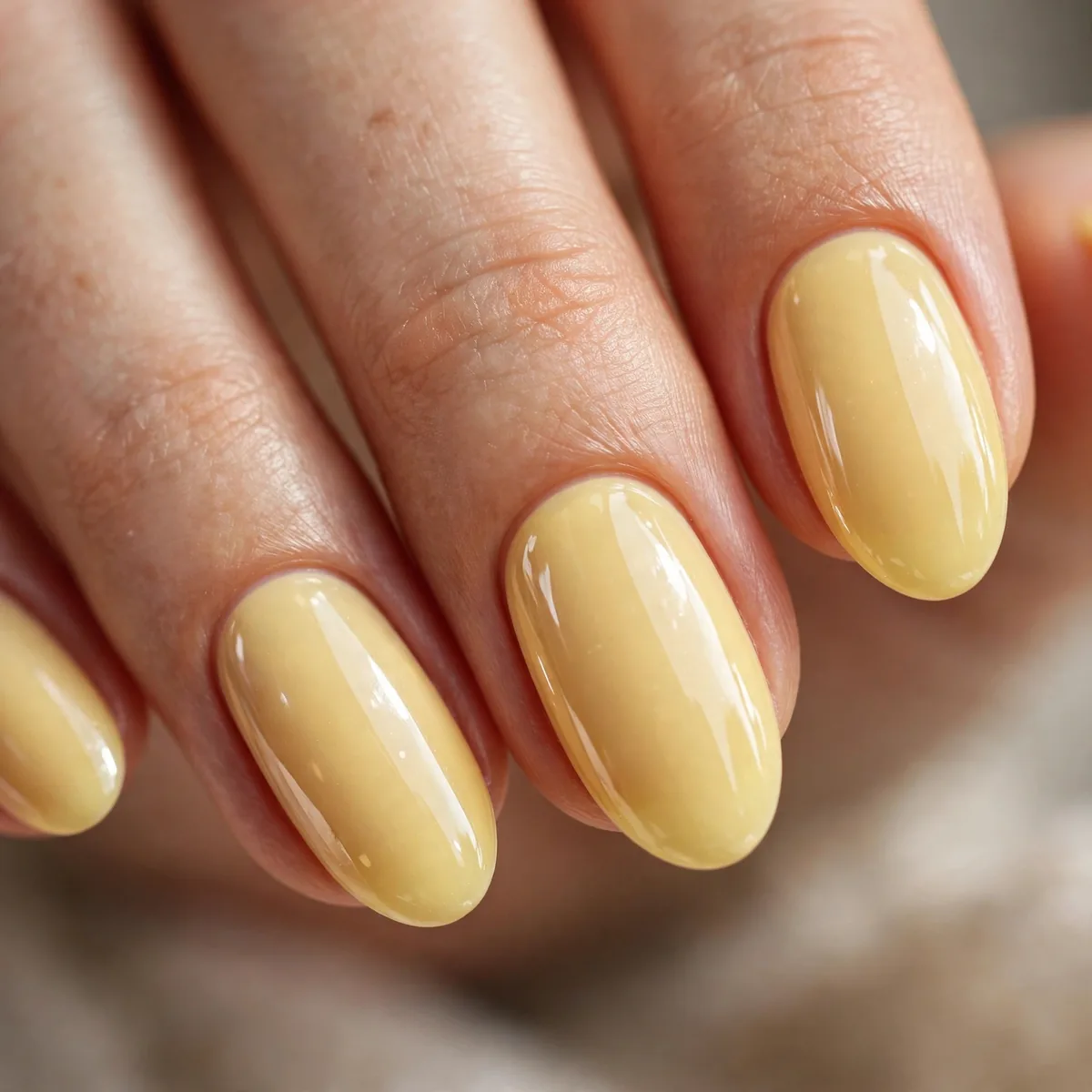 Buttery yellow glazed nails