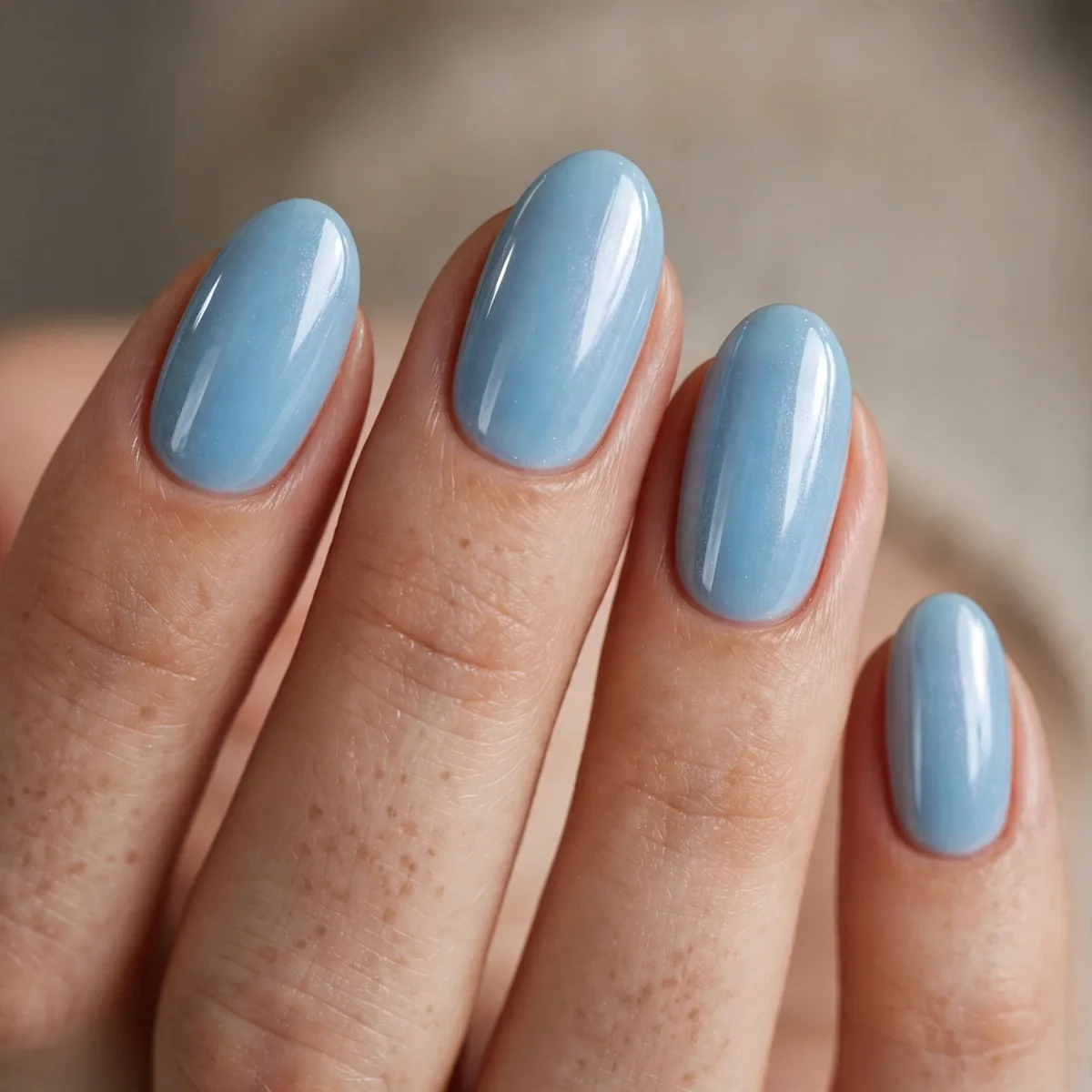 Light blue glazed nails