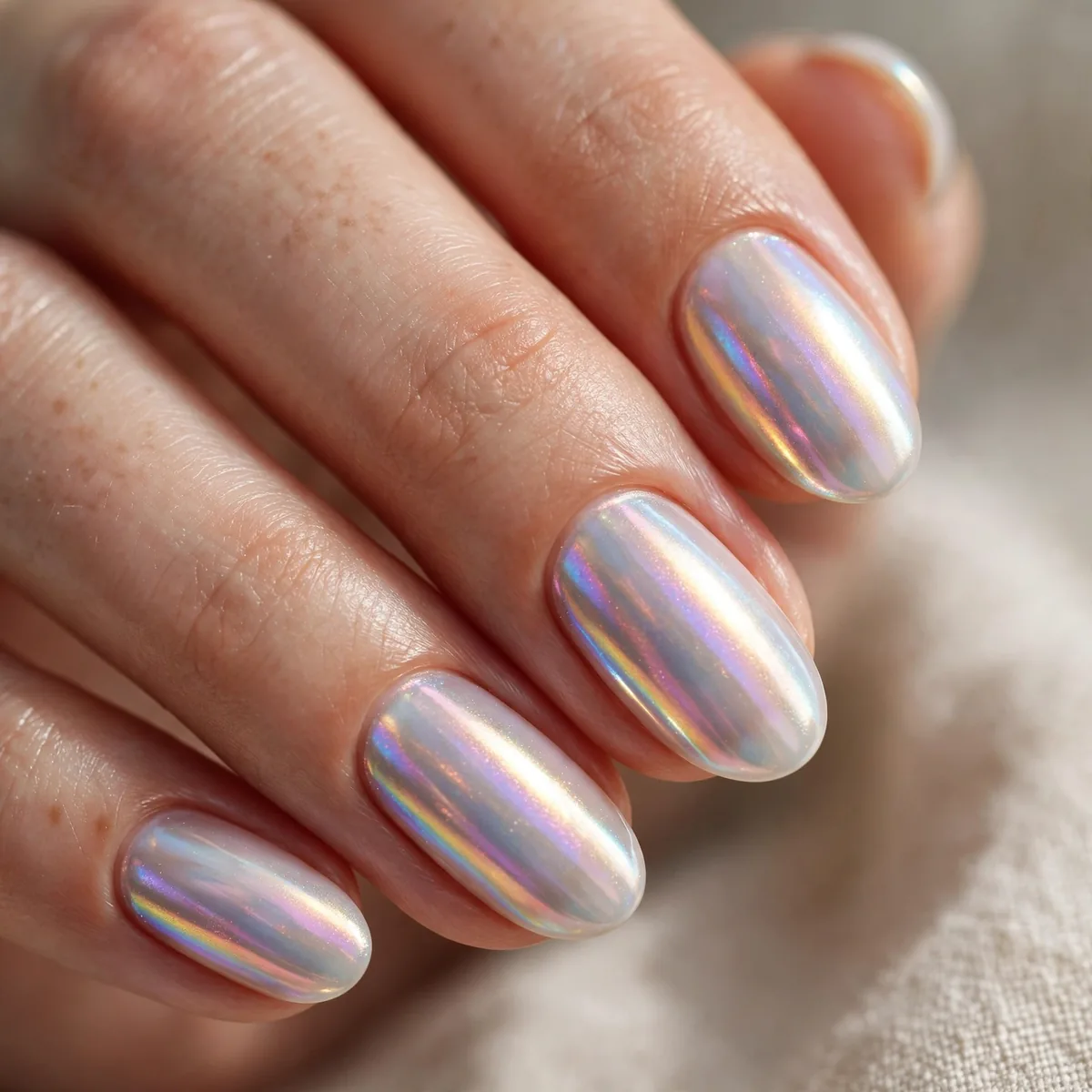 Iridescent glazed donut nails