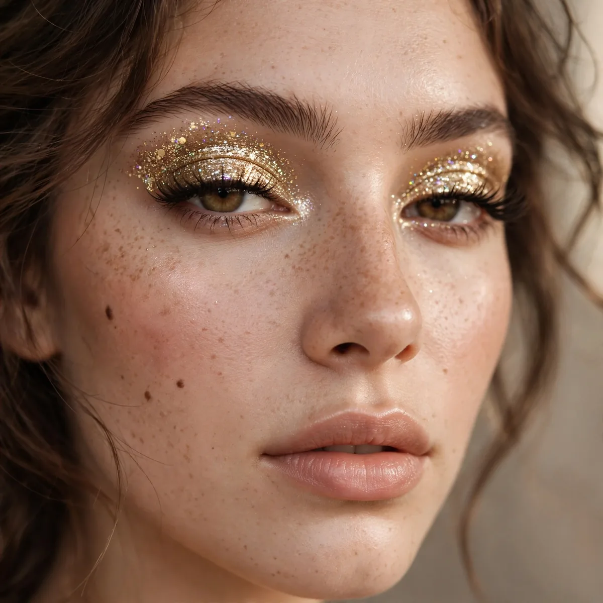 Classic glitter lid festival makeup