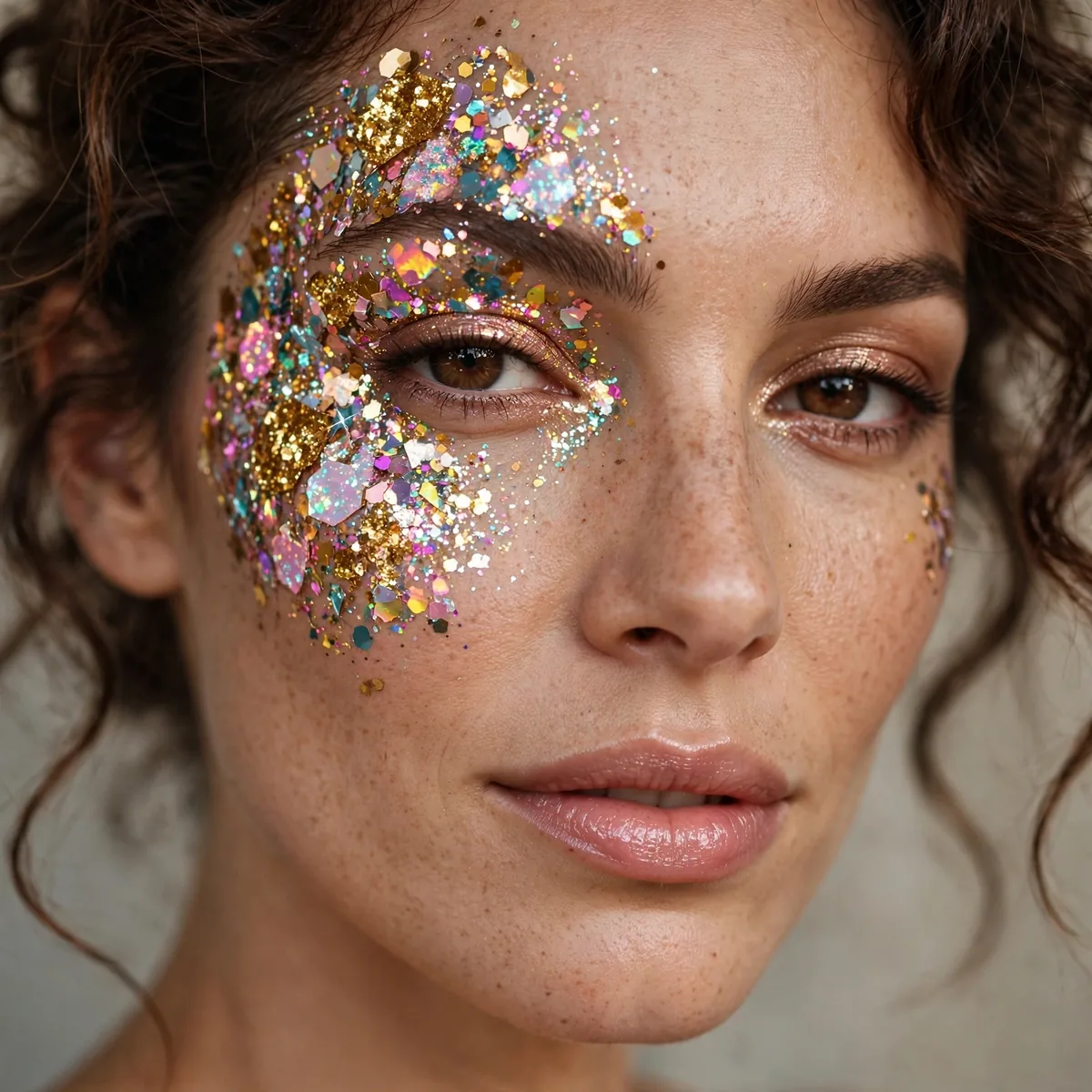 Chunky glitter festival look