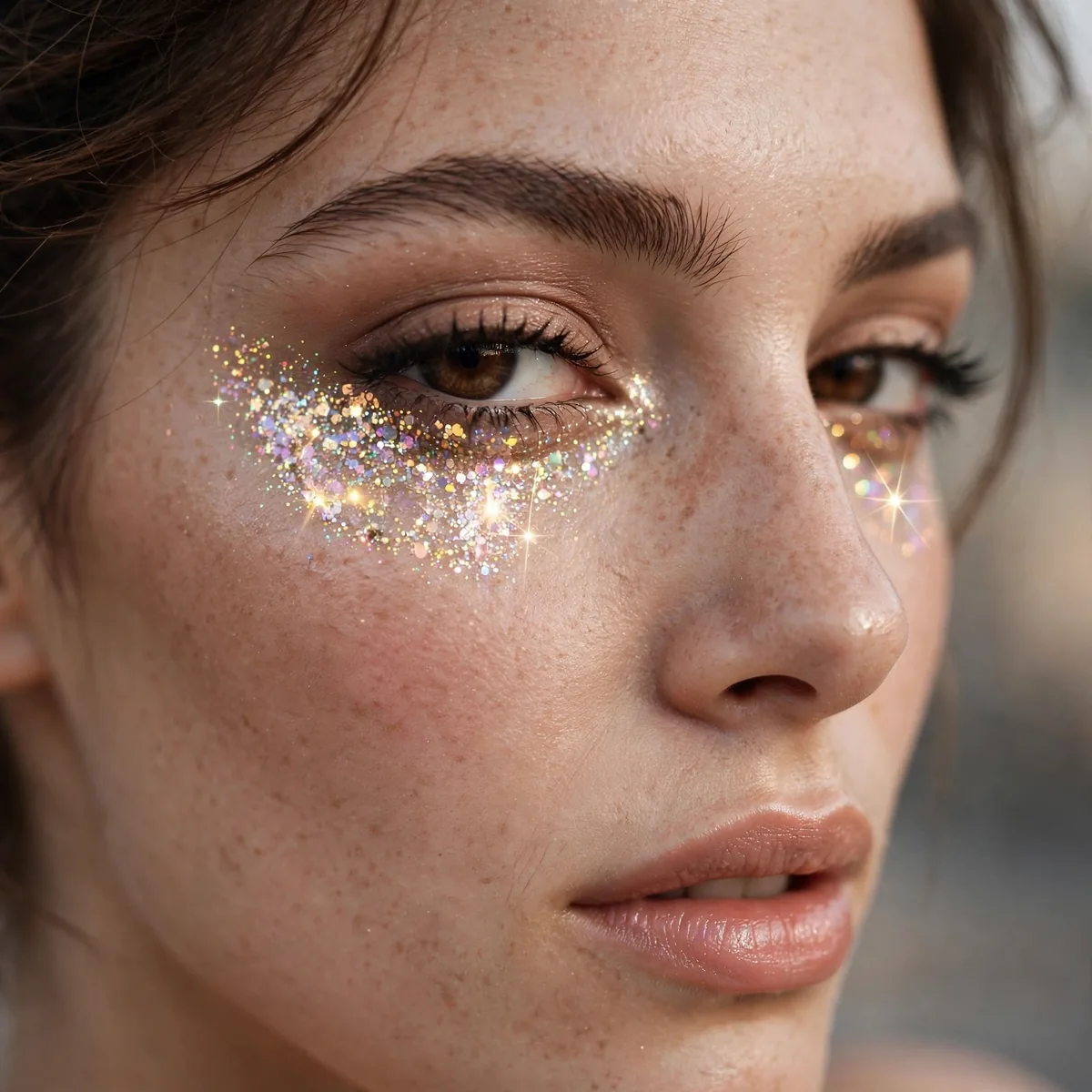 Glitter under-eye festival detail