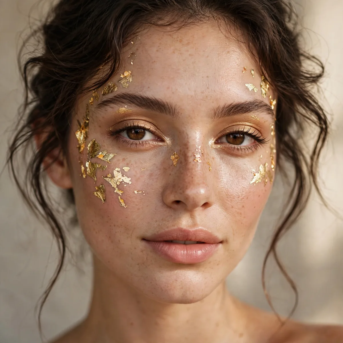Gold leaf festival makeup accents