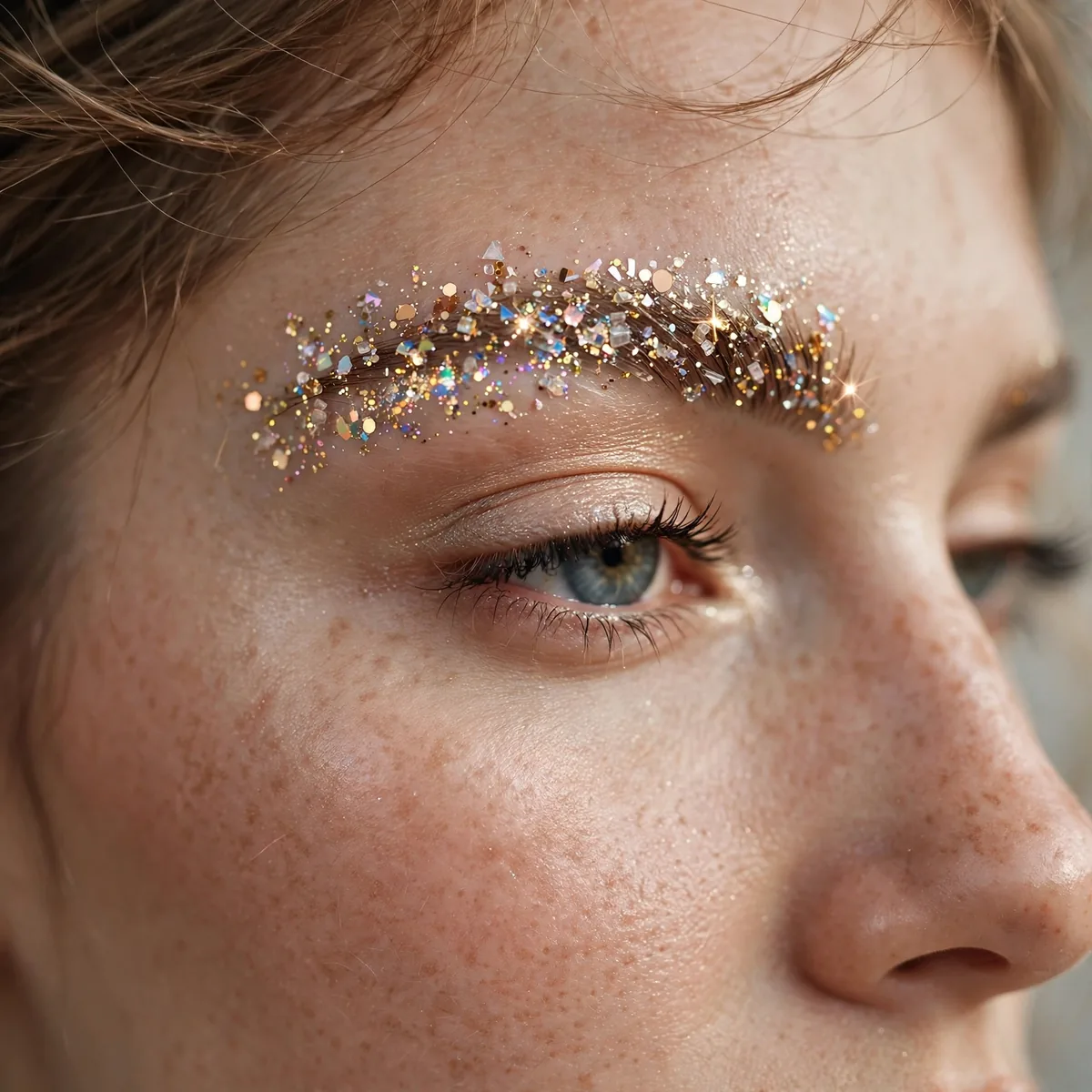 Glitter brow festival detail