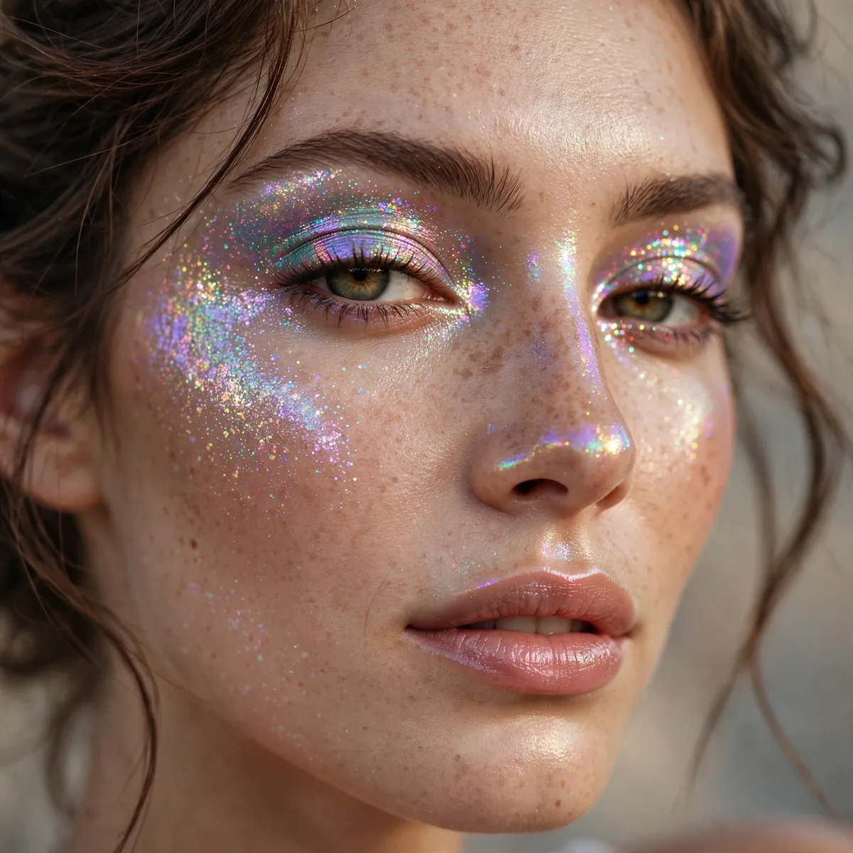 Iridescent glitter festival glow