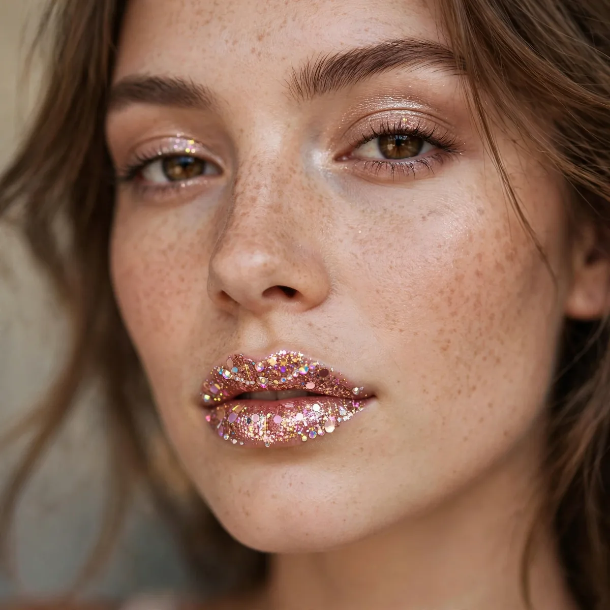 Glitter lip festival makeup