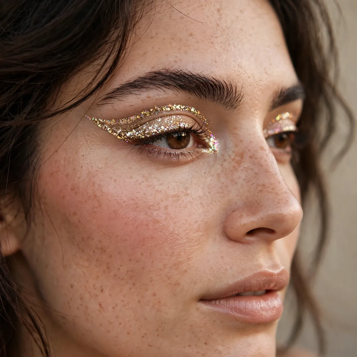 Glitter winged liner festival