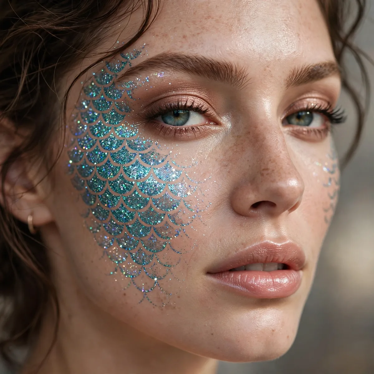 Mermaid scale stencil glitter