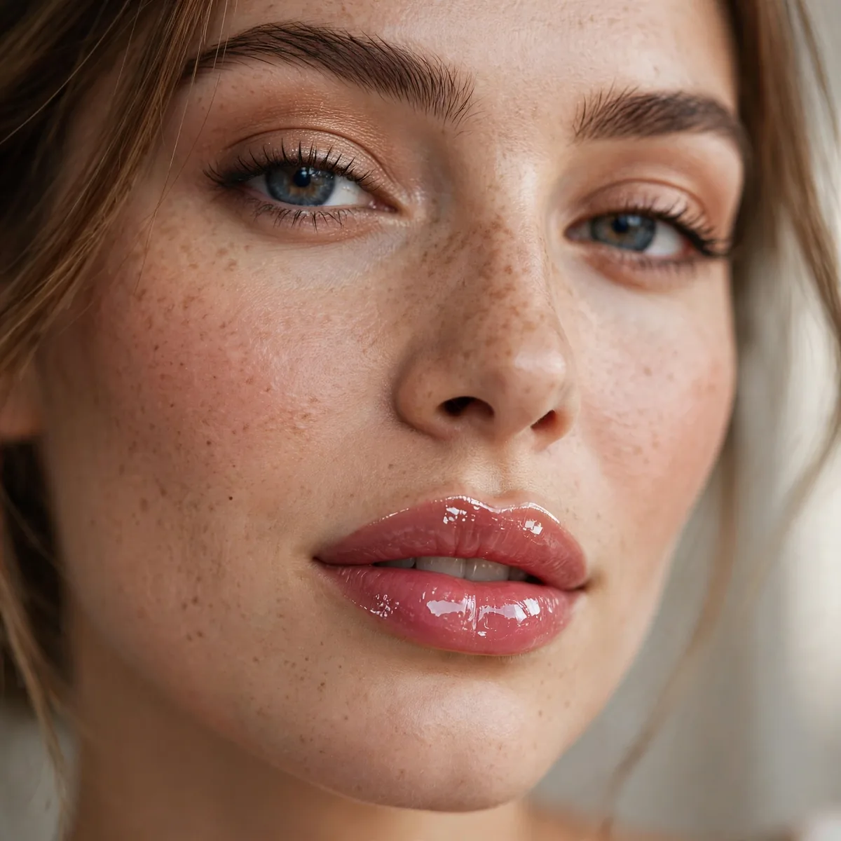 Gloss layered over lipstick