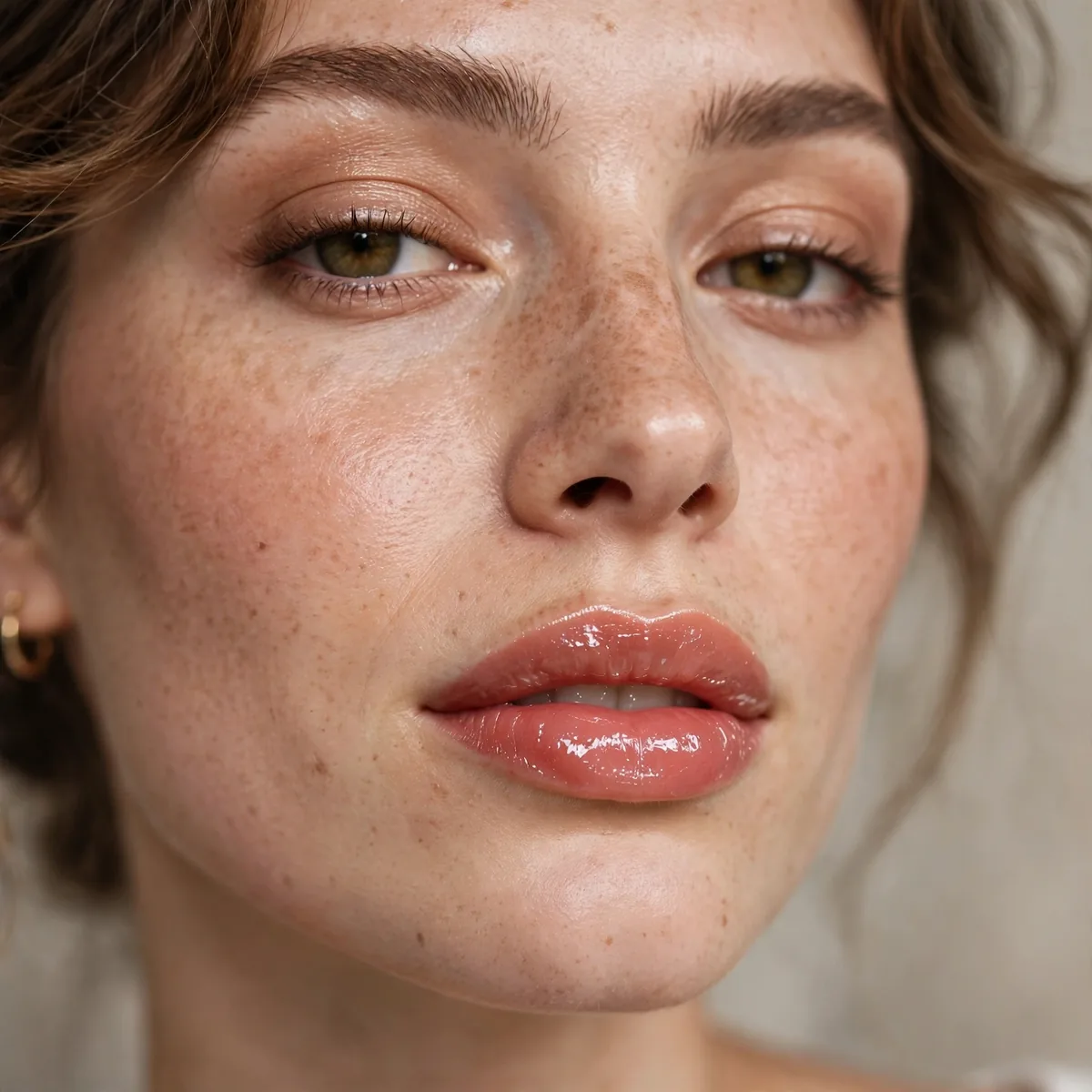 Tinted lip oil glossy look