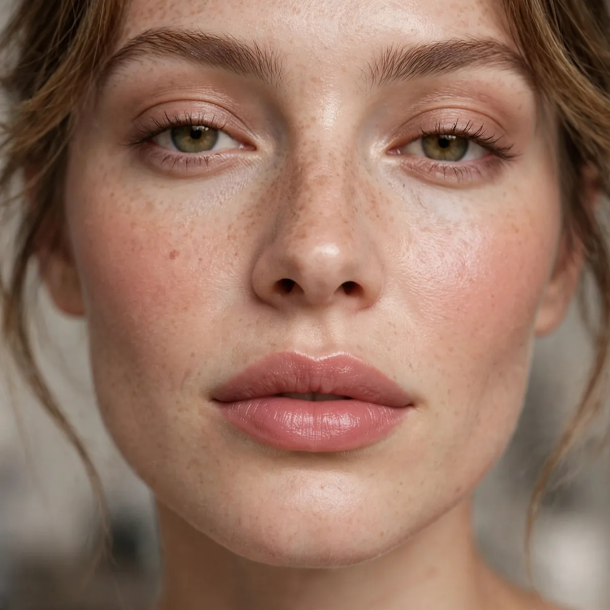 Blotted gloss natural lip look