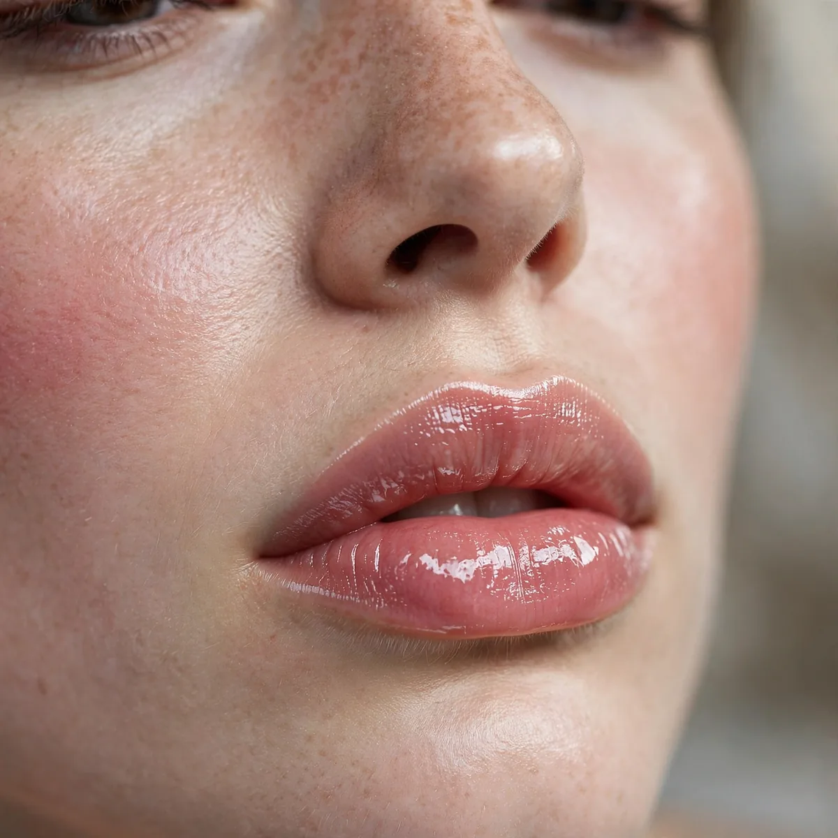 Glossy hydrated winter lips