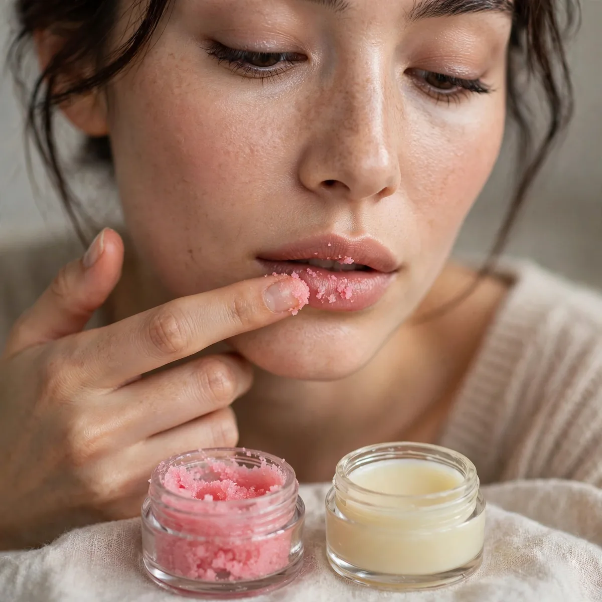 Lip scrub and balm routine