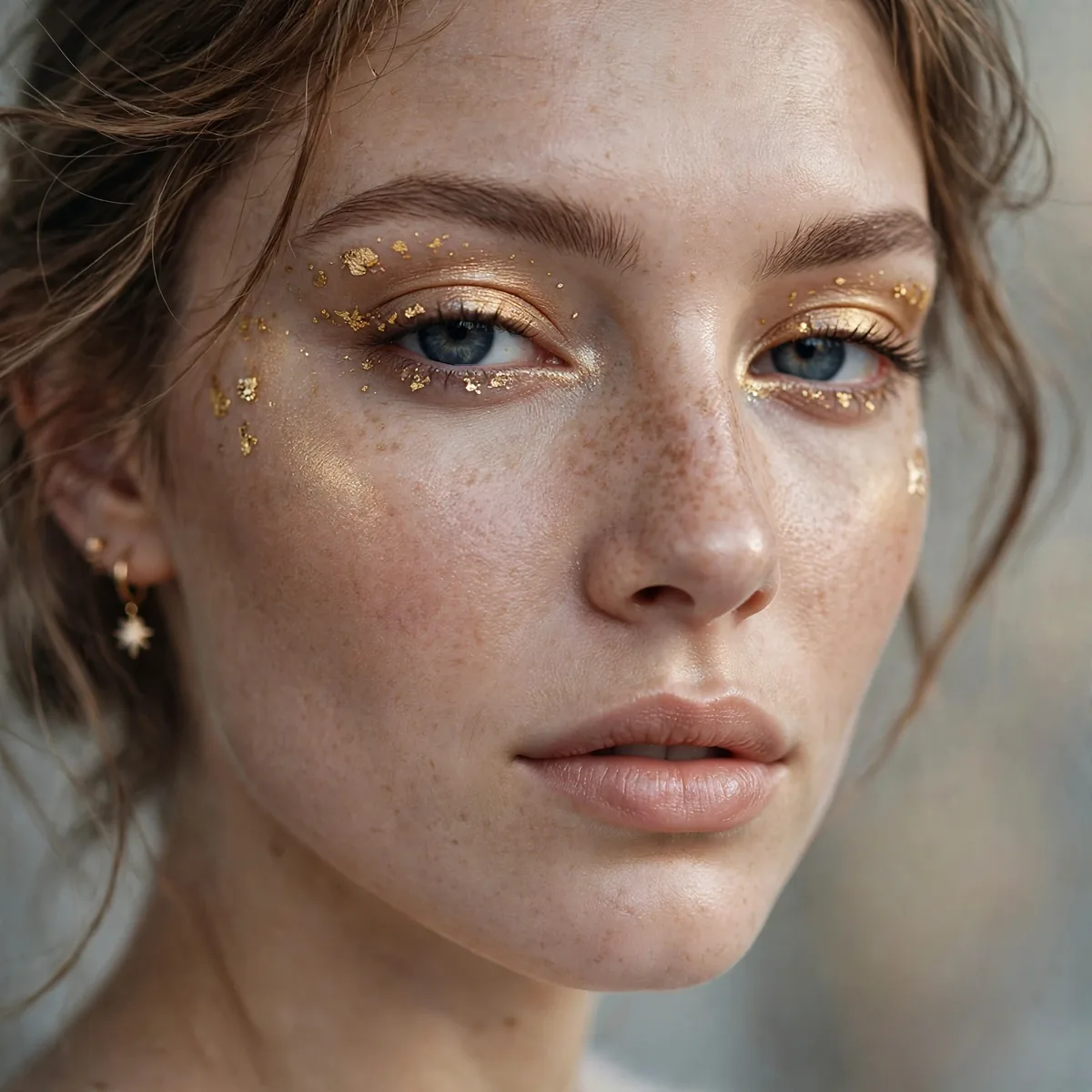Gold tone makeup accents winter