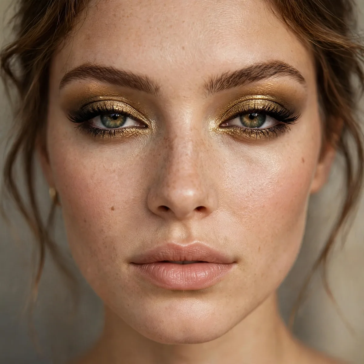 Gold smokey eye makeup