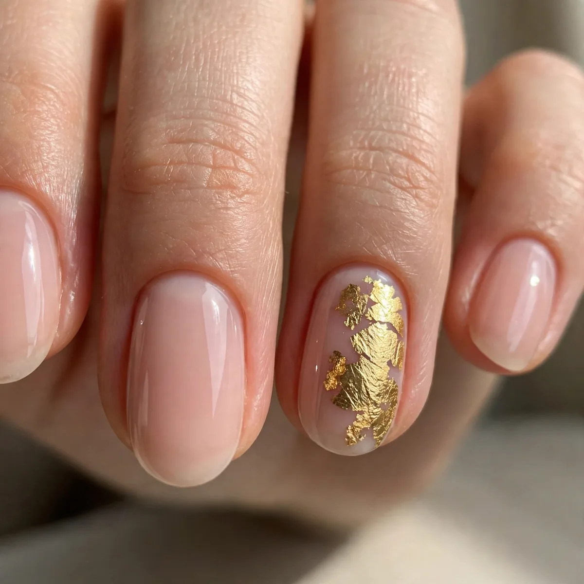 Single gold leaf accent nail